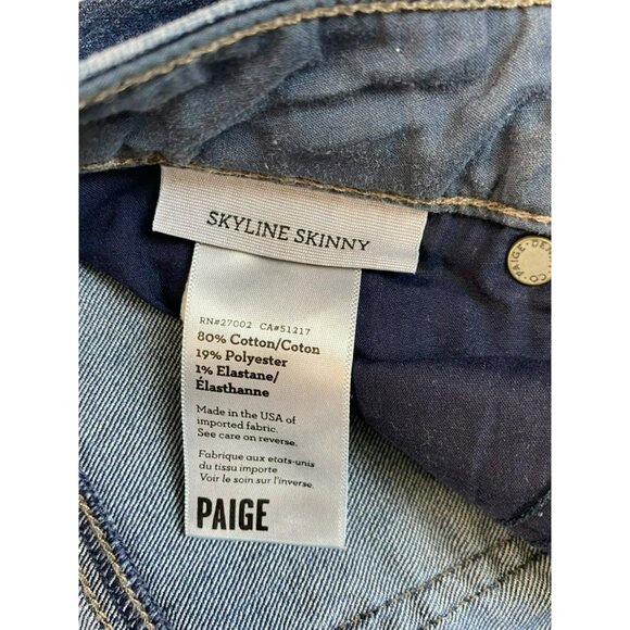 Paige Jeans Skyline Skinny 28 x 30 Dark Denim Stretch Los Angeles Comfortable! - Picture 7 of 10
